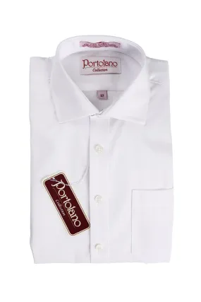 Portolano Boys Twill White Shirt Long Sleeve