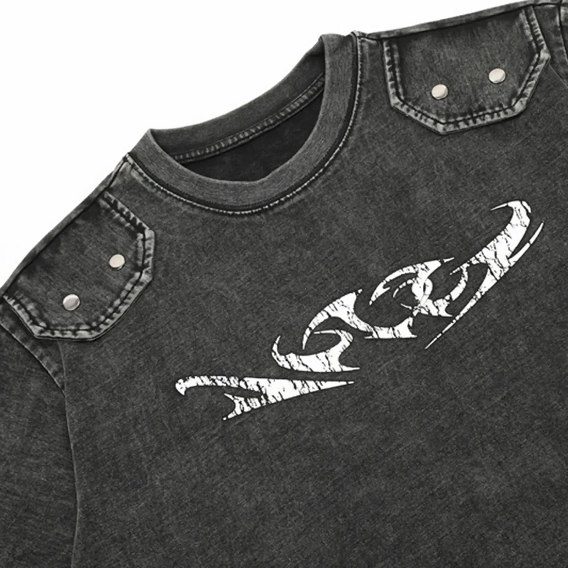 'Reinforced' Stonewash Cotton T-Shirt