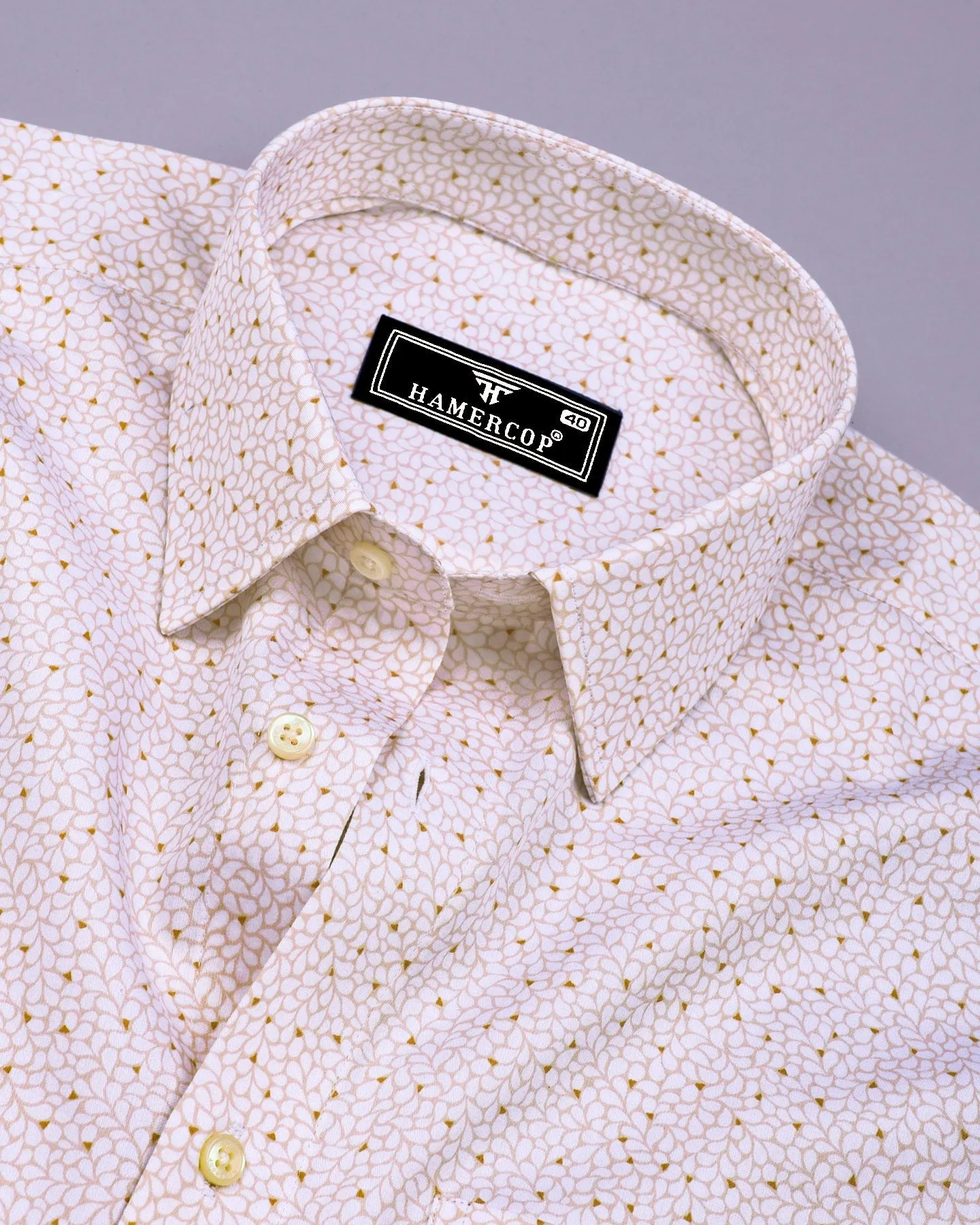 Rison Cream With White Printed Cotton Shirt