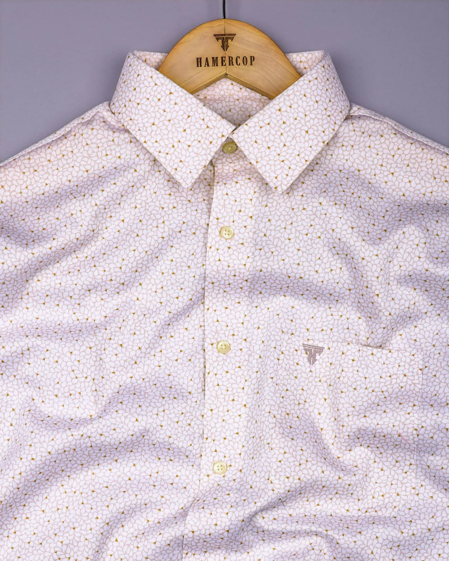 Rison Cream With White Printed Cotton Shirt