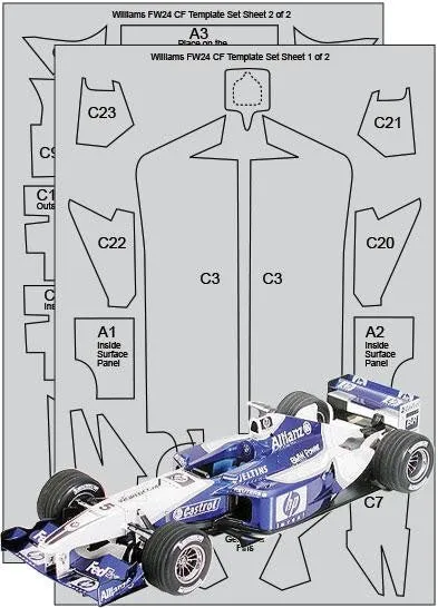 Scale Motorsport Williams FW24 Carbon Fiber Template Decal Set -  1/24 Scale