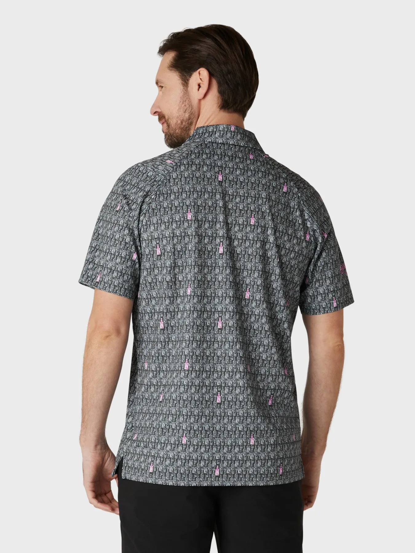 Short Sleeve All Over Scotch Novelty Print Polo Shirt In Asphalt