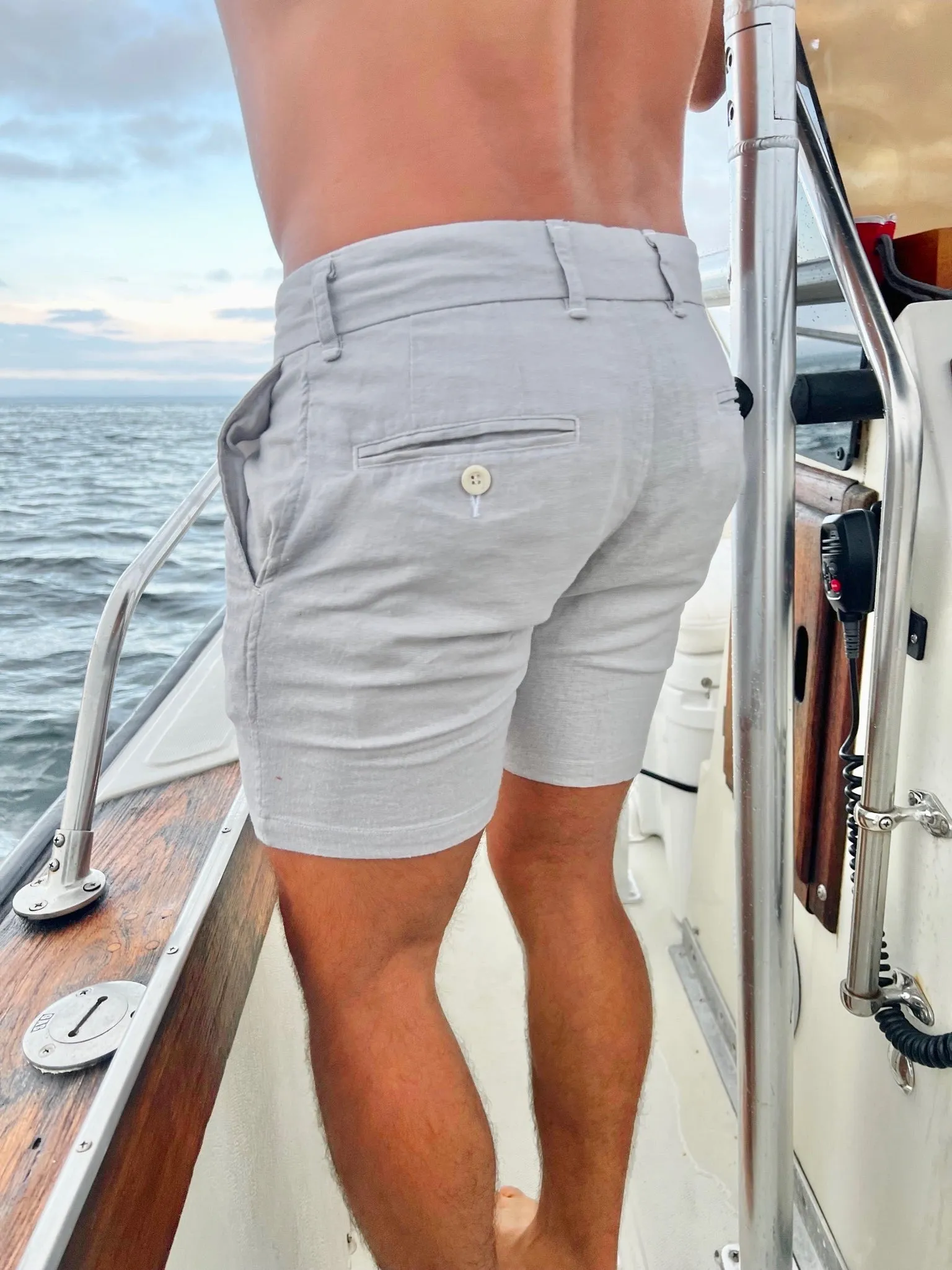 silver linen trouser