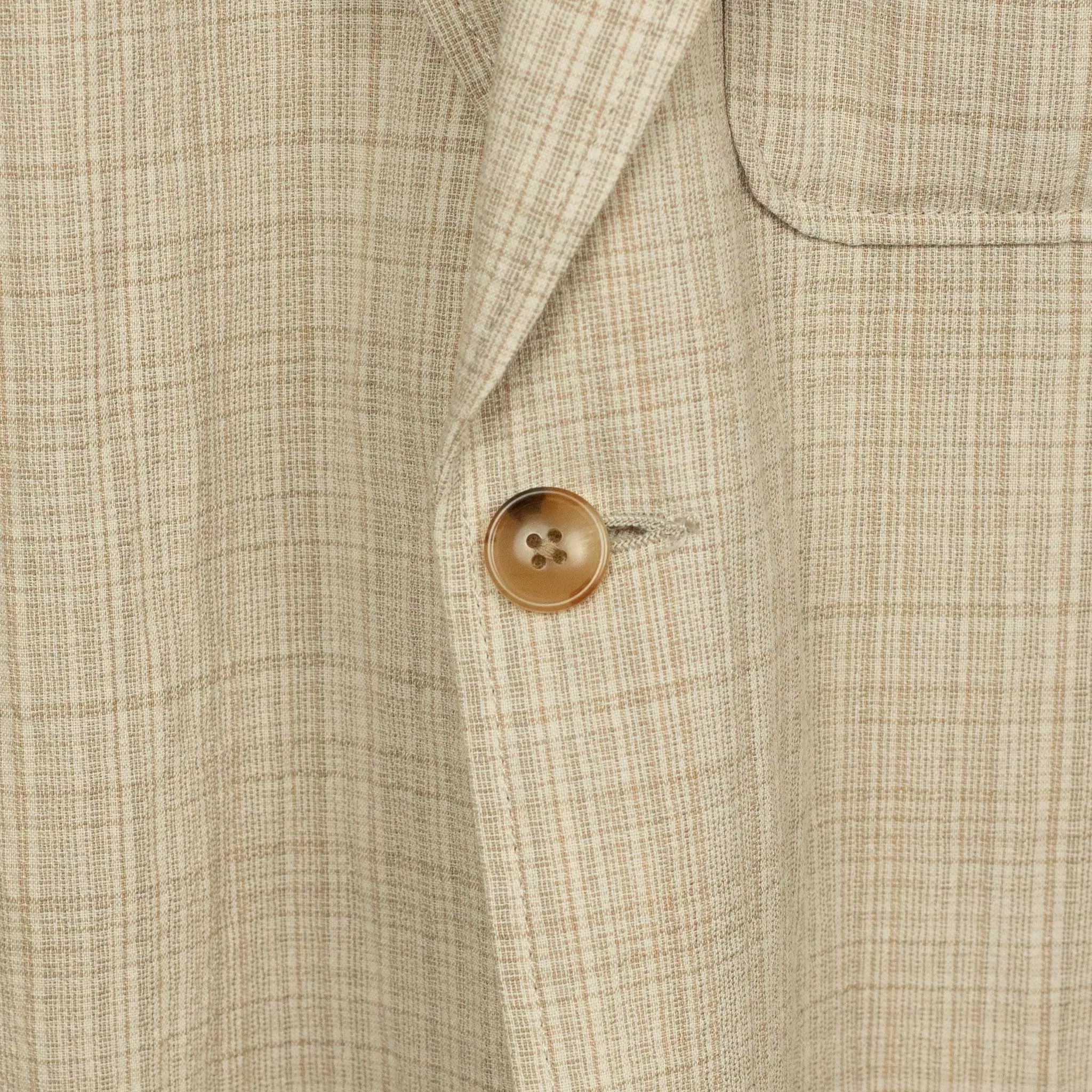 Single-breasted comfort jacket in natural check cotton wool linen