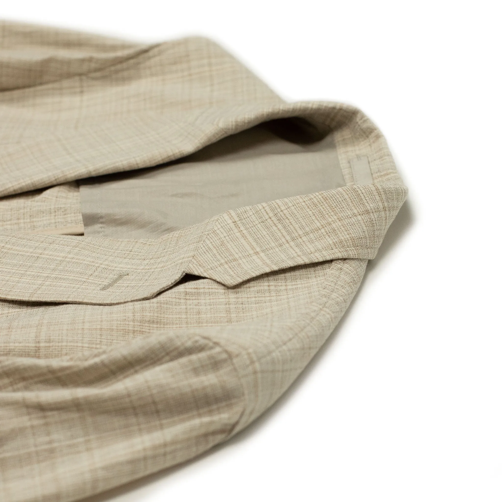 Single-breasted comfort jacket in natural check cotton wool linen