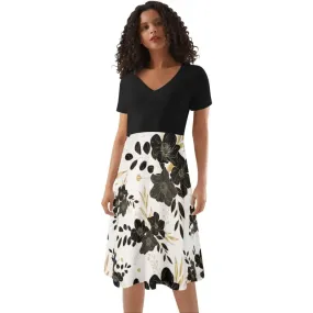 Steal the Show in Our Black and Gold Floral Print Skirt Outfit