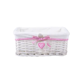 White Wicker Storage Basket with Lining