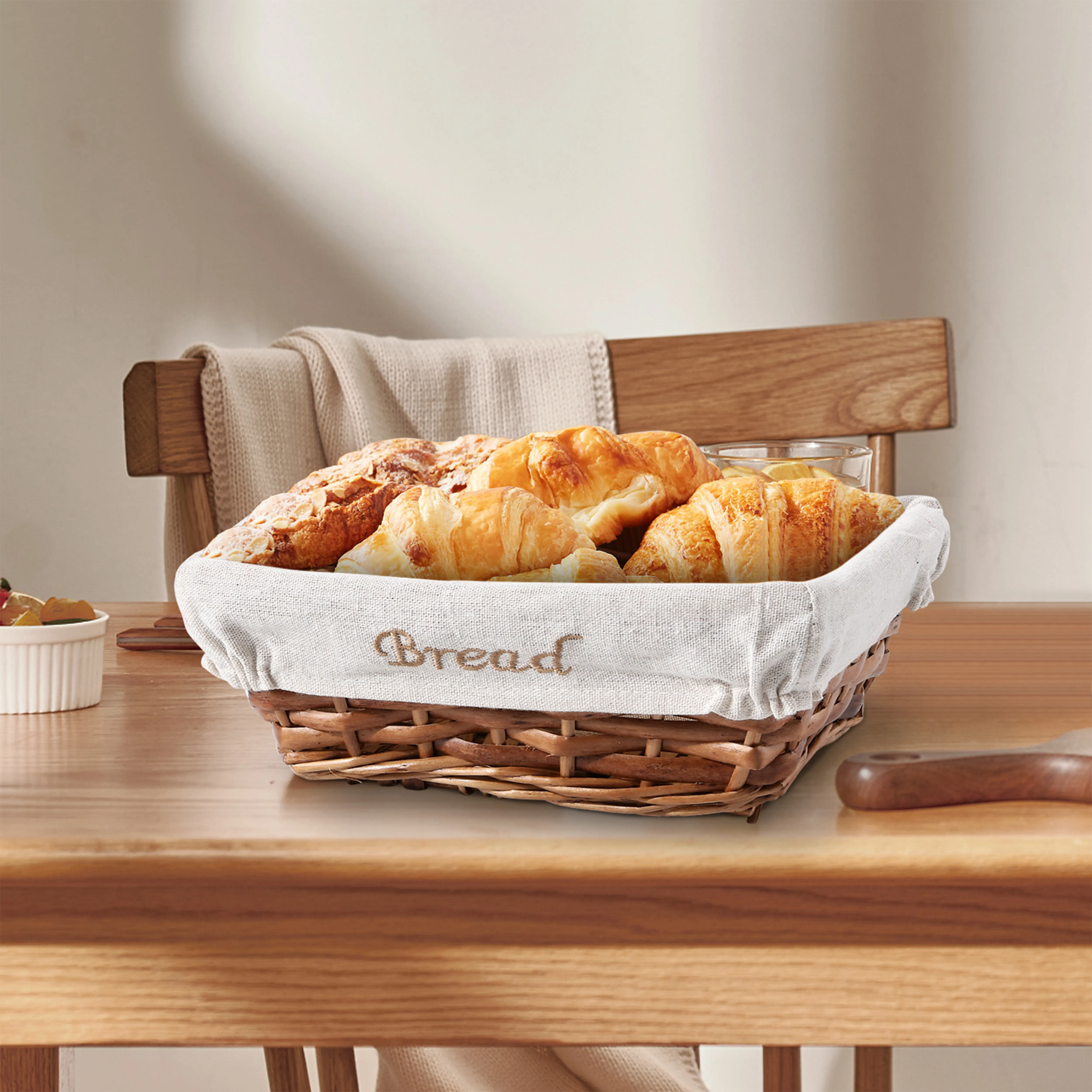 Wicker Bread Basket with Lining