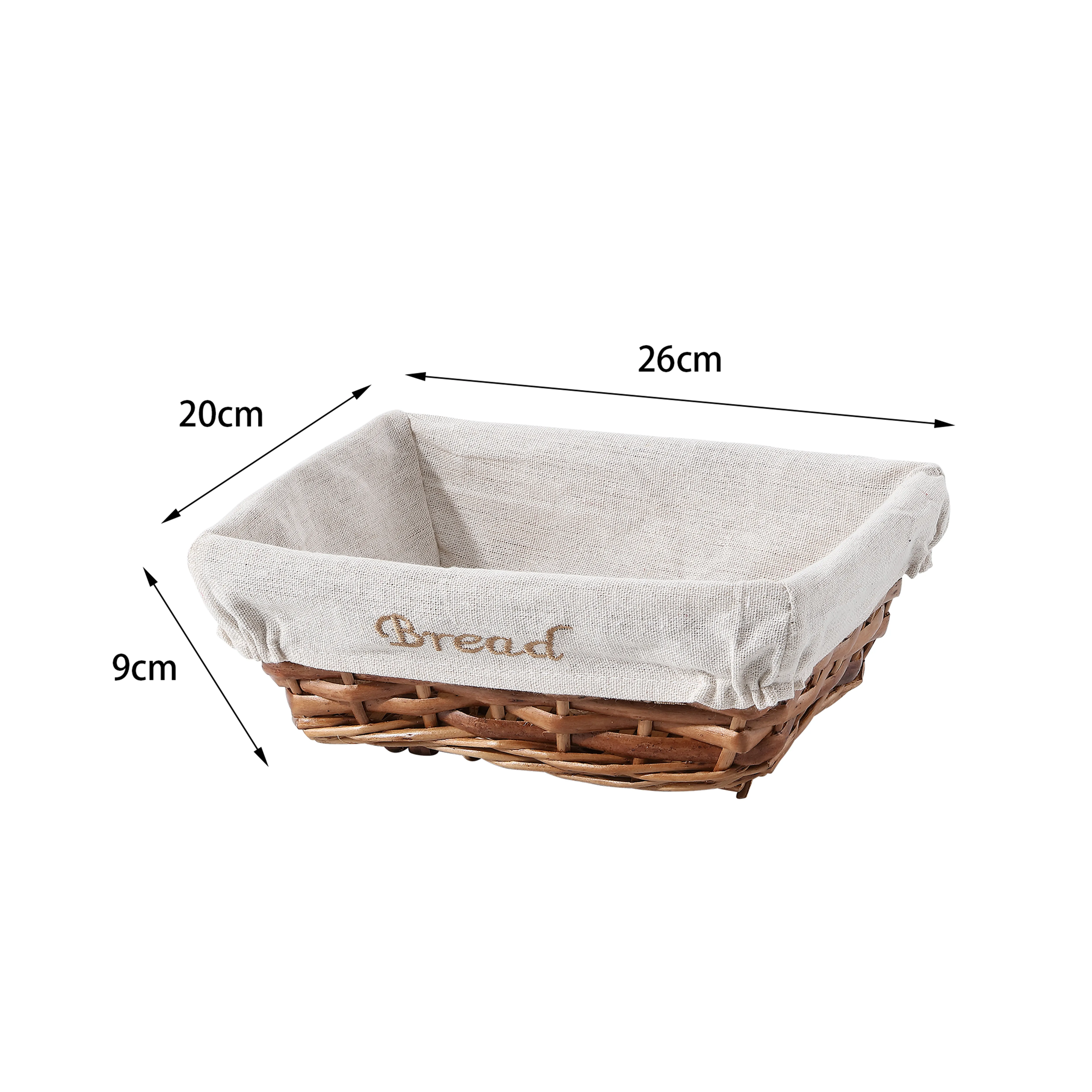 Wicker Bread Basket with Lining