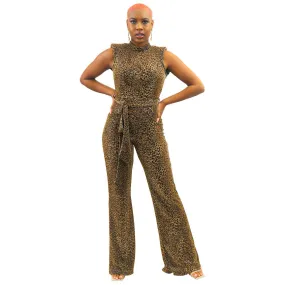 Zoe Jumpsuit, Gold/Leopard Print